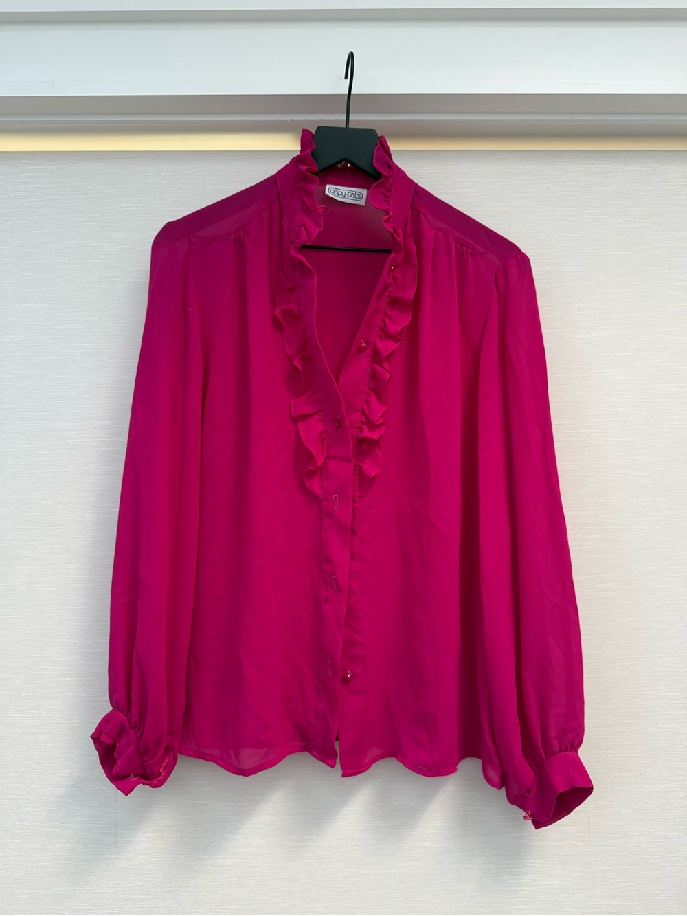 Vintage Copy Cats Ruffled Blouse in Fuchsia